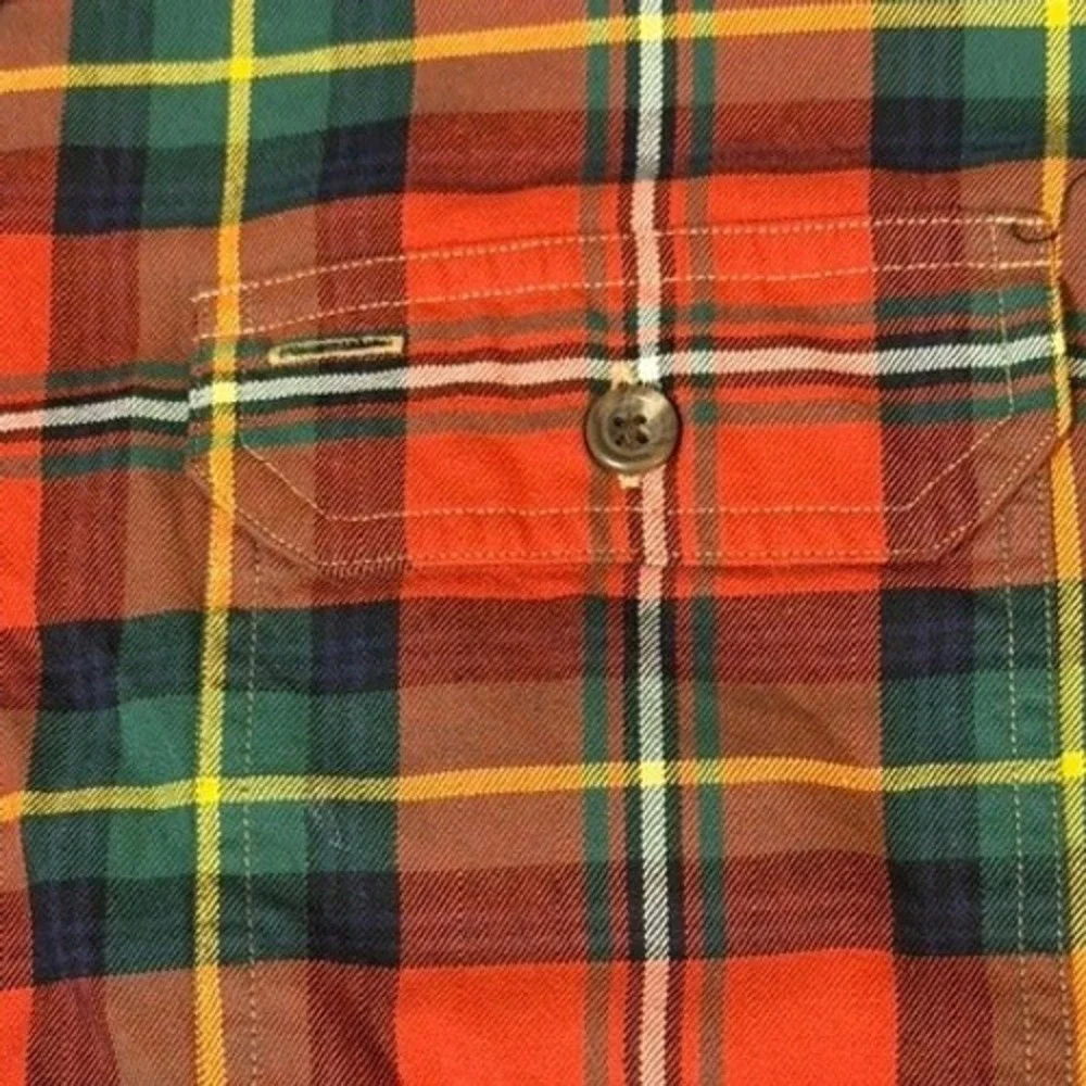Polo Ralph Lauren Shirt Mens 2XL Red Plaid Cotton Shooting Hunting Chin Strap